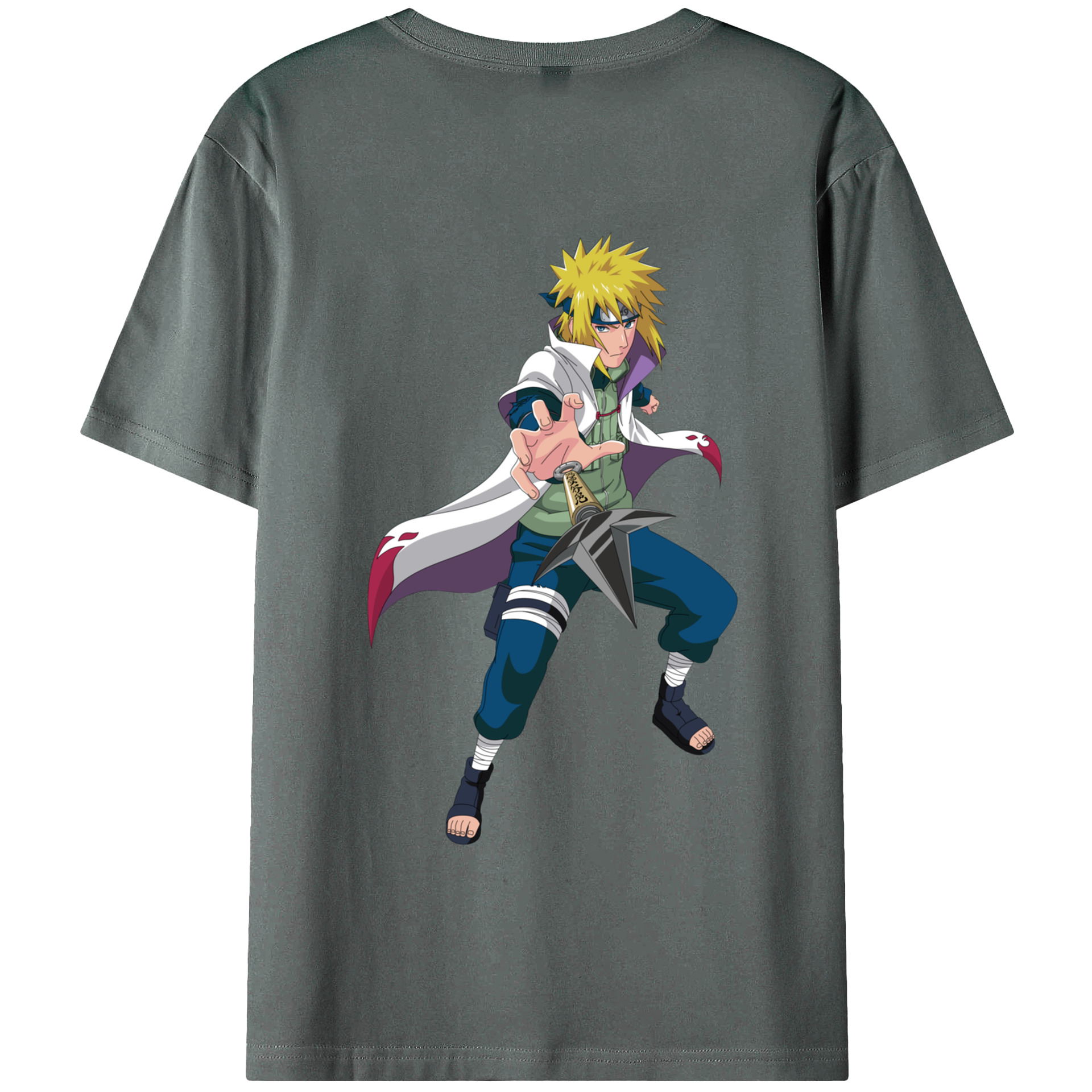 （画像用） NARUTO -ナルト- 波風 ミナト Namikaze Minato 綿100％半袖Tシャツ（背面プリント）
